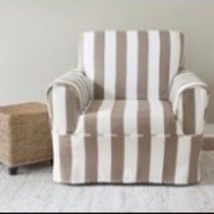 SureFit Cabana Biscuit Stripe Chair Slipcover